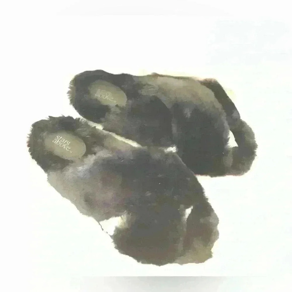Stars Above Black Plush criss cross flip flops sandals size 11-12 - Picture 2 of 4